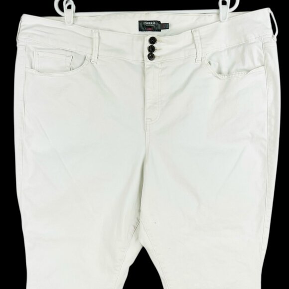 Torrid Women's Stretch Super Soft White Jeggings Size 24R High Rise Zip/Button - Picture 3 of 11